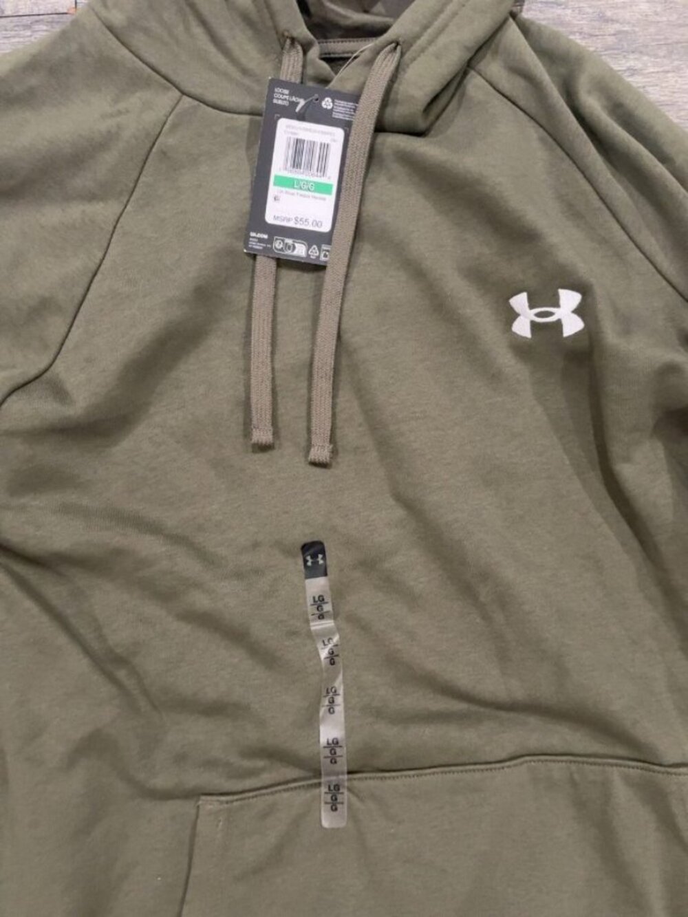 Under Armour Men’s Large Rival Fleece Hoodie Olive Green NWT
